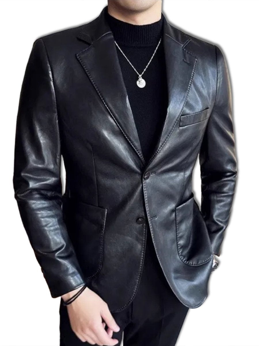 NS1001 Leather Blazer - Notch Lapel