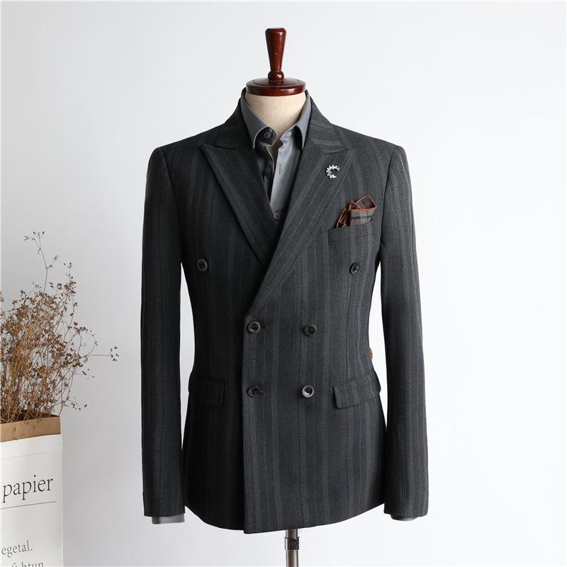 NS1021 Double-breasted Thick Striped Suit