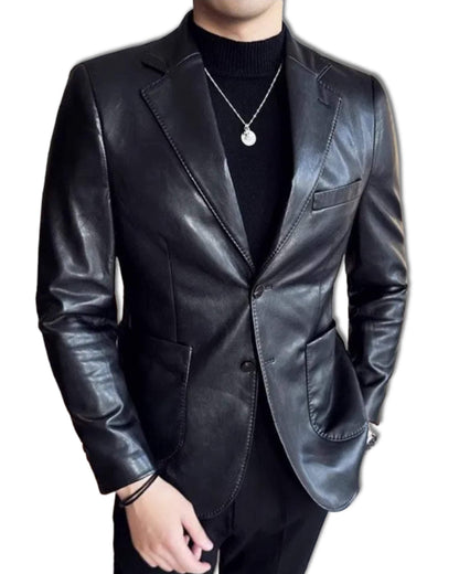 NS1001 Leather Blazer - Notch Lapel