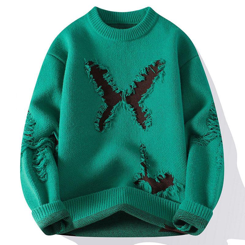 Unique Crew Neck Knit Sweater