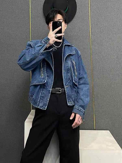 N112502 Fake Two-piece Denim Jacket