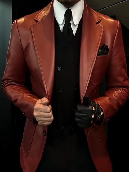 NS1001 Leather Blazer - Notch Lapel