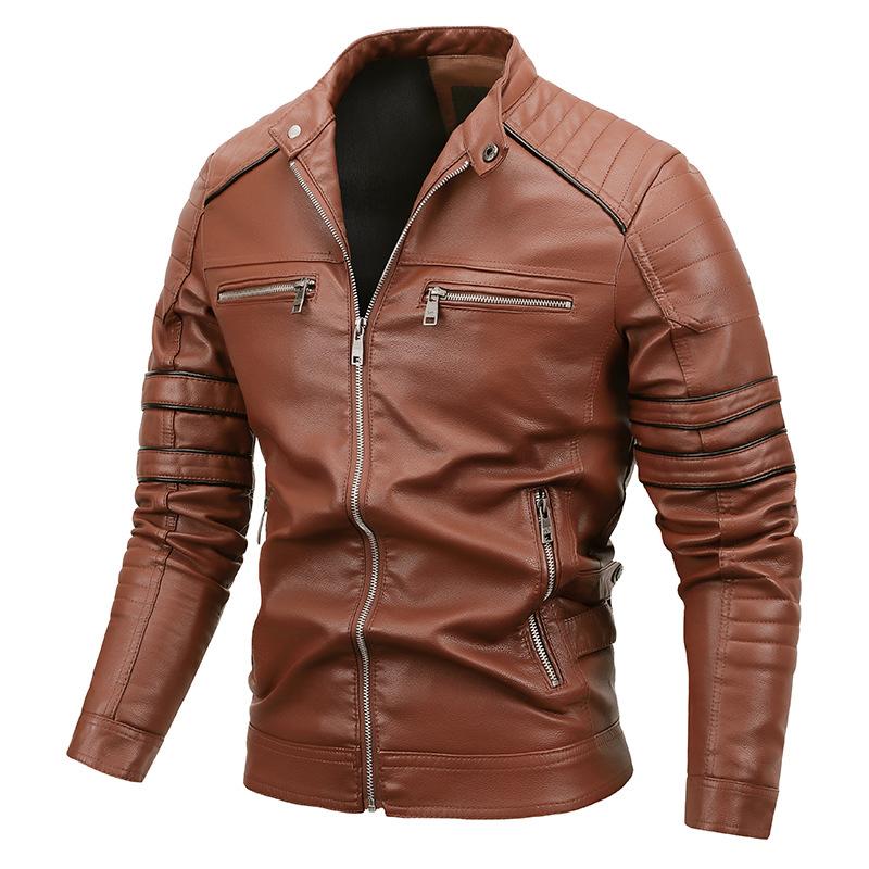 Men's Stand Collar Punk Leather Jacket