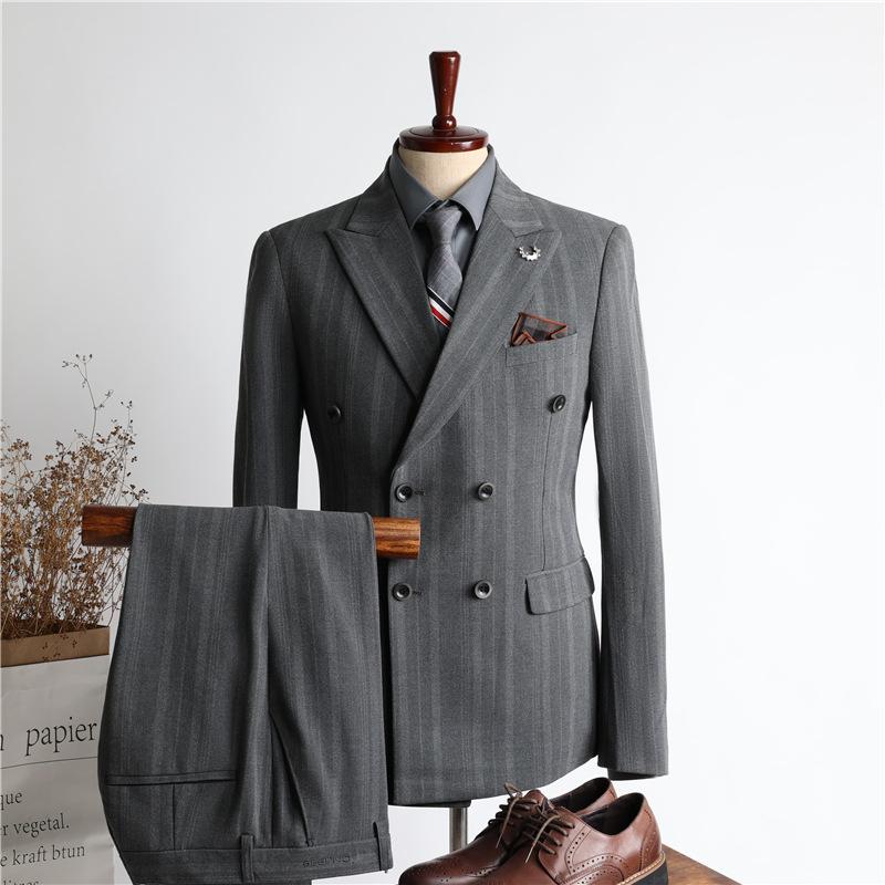 NS1021 Double-breasted Thick Striped Suit