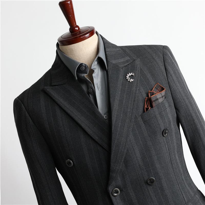 NS1021 Double-breasted Thick Striped Suit