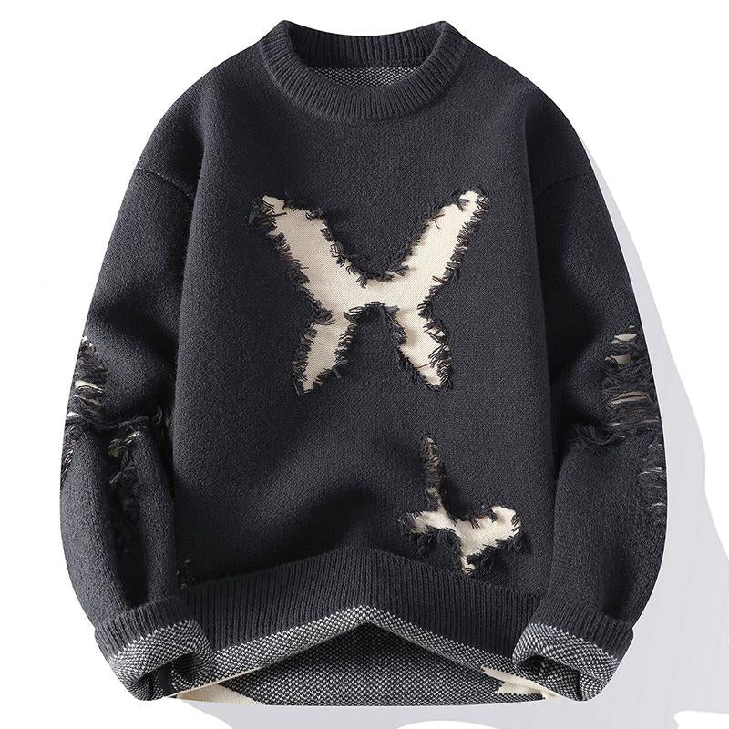 Unique Crew Neck Knit Sweater