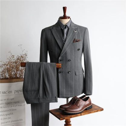 NS1021 Double-breasted Thick Striped Suit