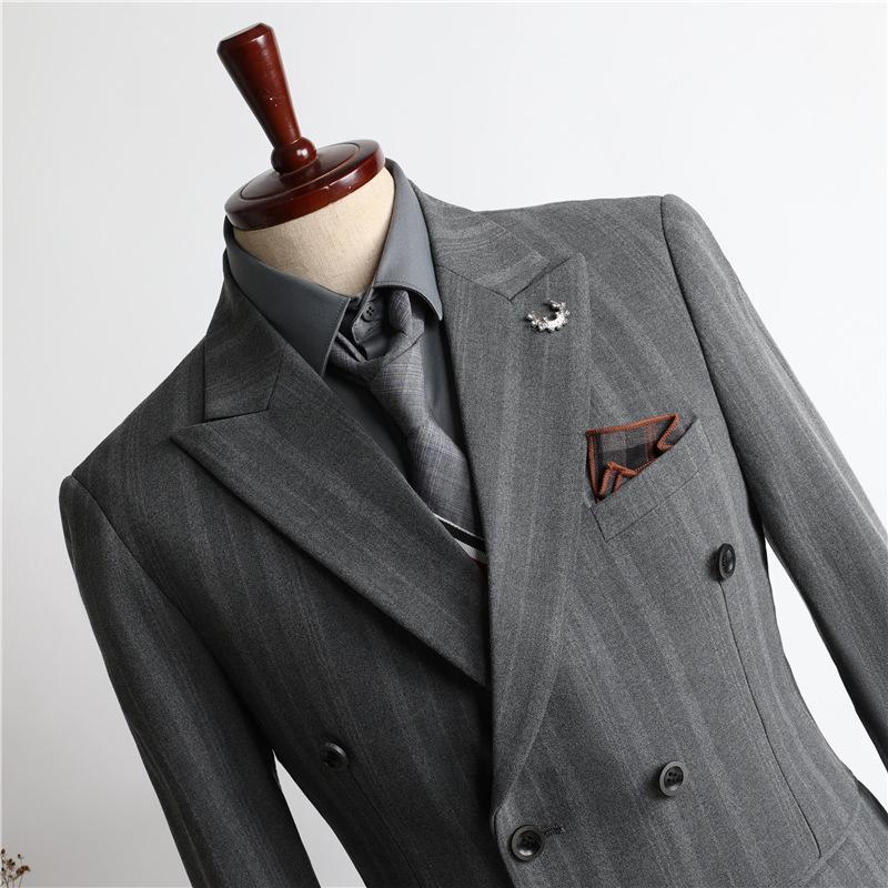 NS1021 Double-breasted Thick Striped Suit