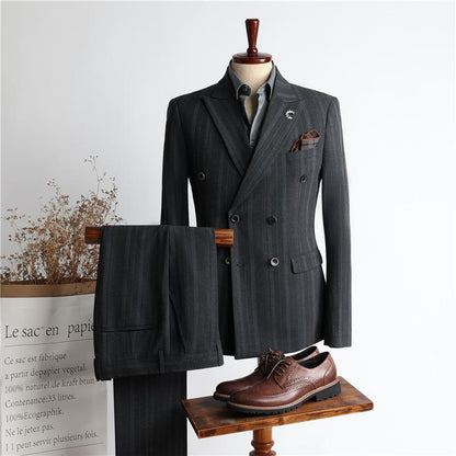 NS1021 Double-breasted Thick Striped Suit