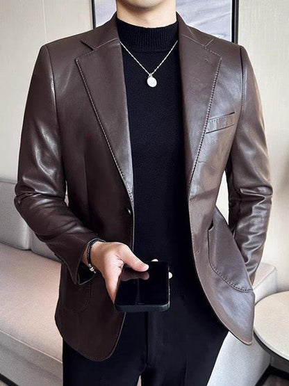 NS1001 Leather Blazer - Notch Lapel