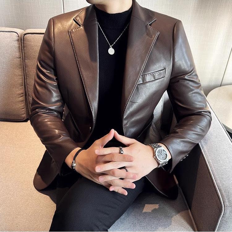 NS1001 Leather Blazer - Notch Lapel