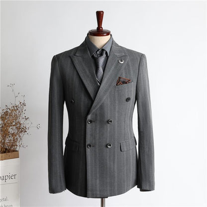 NS1021 Double-breasted Thick Striped Suit