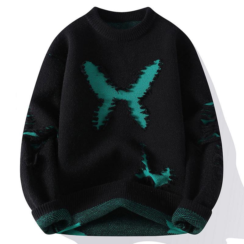 Unique Crew Neck Knit Sweater