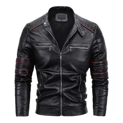 Men's Stand Collar Punk Leather Jacket