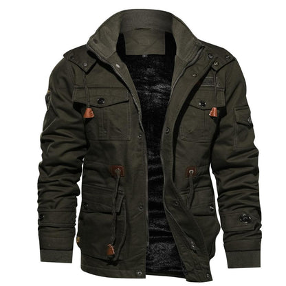 Men's hooded thick coat washable jacket