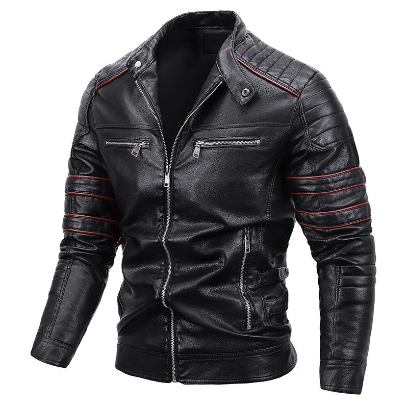 Men's Stand Collar Punk Leather Jacket