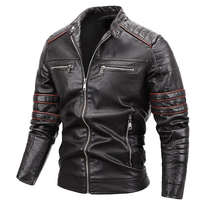 Men's Stand Collar Punk Leather Jacket