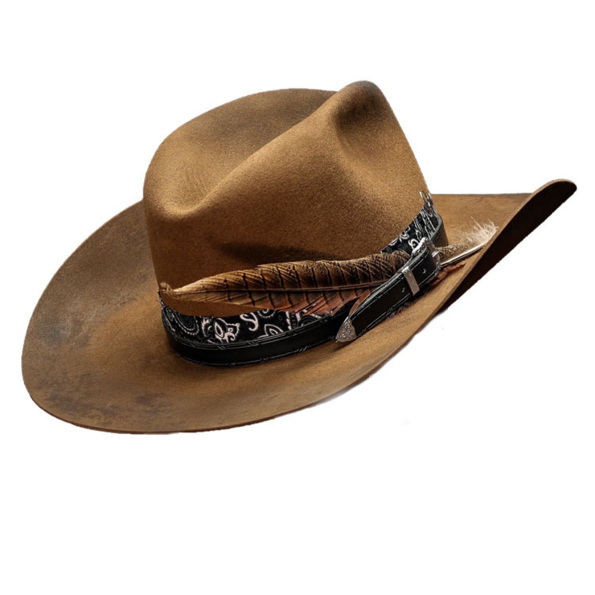 Cowboy Style Sheep Felt Hat Solid Color with Decorative Felt Hat