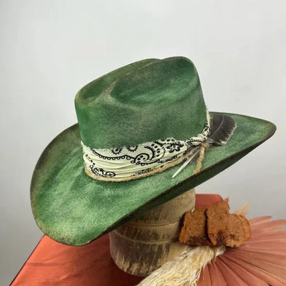 Ribbon Trimmed Pure Wool Cowboy Felt Hat