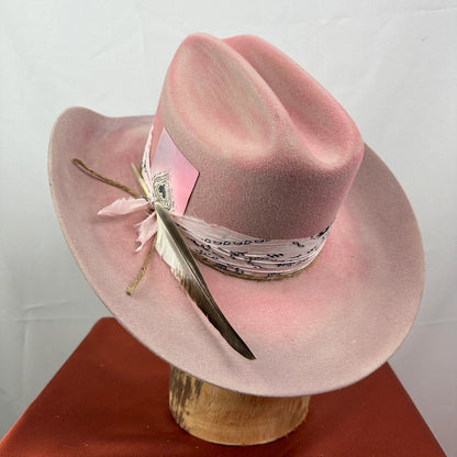 Ribbon Trimmed Pure Wool Cowboy Felt Hat