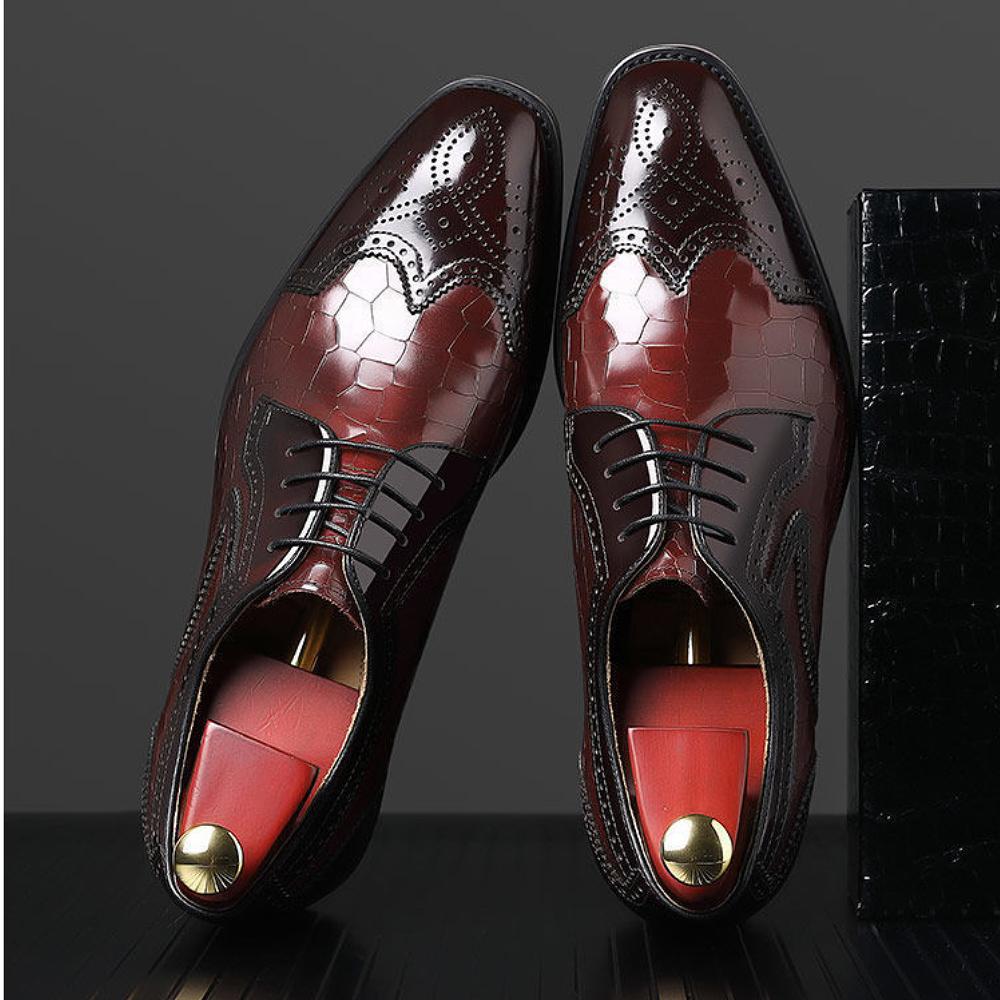 Brogue Embossed Oxford Shoes