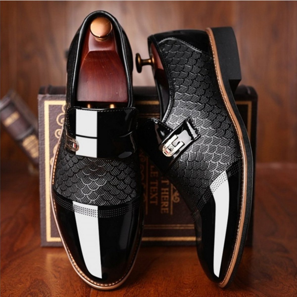 Simple Embossed Leather Shoes