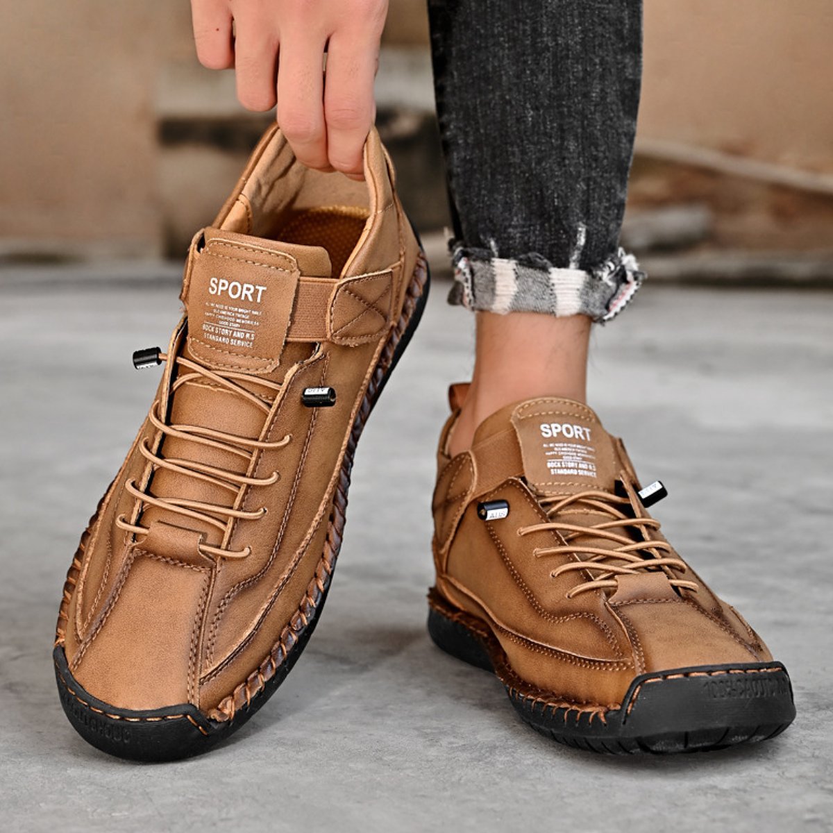 Vintage Outdoor Workwear Stitched Men's Shoes