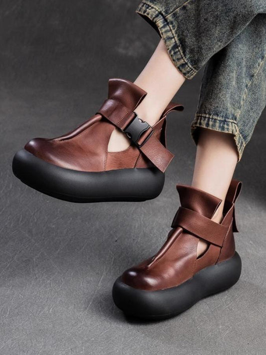 Women's Casual Buckle Comfortable Platform Shoes <Two Colors>