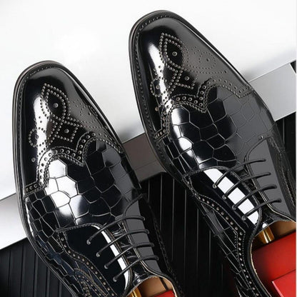 Brogue Embossed Oxford Shoes